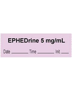 Anesthesia Tape with Date, Time & Initial | Tall-Man Lettering (Removable) "Ephedrine 5 mg/ml" 1/2" x 500" Violet - 333 Imprints - 500 Inches per Roll