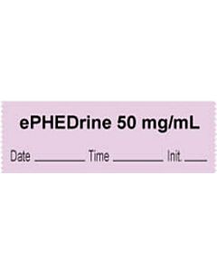 Anesthesia Tape with Date, Time & Initial | Tall-Man Lettering (Removable) "Ephedrine 50 mg/ml" 1/2" x 500" Violet - 333 Imprints - 500 Inches per Roll
