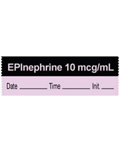 Anesthesia Tape with Date, Time & Initial | Tall-Man Lettering (Removable) "Epinephrine 10 mcg/ml" 1/2" x 500" Violet and Black - 333 Imprints - 500 Inches per Roll