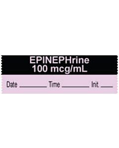 Anesthesia Tape with Date, Time & Initial (Removable) "Epinephrine 50 mcg/ml" 1/2" x 500" Violet and Black - 333 Imprints - 500 Inches per Roll