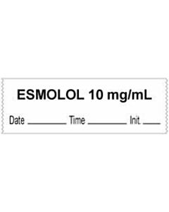 Anesthesia Tape with Date, Time & Initial (Removable) "Esmolol 10 mg/ml" 1/2" x 500" White - 333 Imprints - 500 Inches per Roll