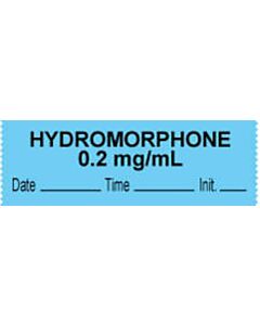 Anesthesia Tape with Date, Time & Initial (Removable) "Hydromorphone 0.2 mg/ml" 1/2" x 500" Blue - 333 Imprints - 500 Inches per Roll