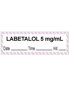 Anesthesia Tape with Date, Time & Initial (Removable) "Labetalol 5 mg/ml" 1/2" x 500" White with Violet - 333 Imprints - 500 Inches per Roll