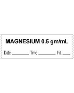Anesthesia Tape with Date, Time & Initial (Removable) "Magnesium 0.5 gm/ml" 1/2" x 500" White - 333 Imprints - 500 Inches per Roll