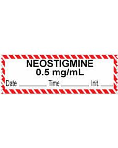 Anesthesia Tape with Date, Time & Initial (Removable) "Neostigmine 0.5 mg/ml" 1/2" x 500" White with Fl. Red - 333 Imprints - 500 Inches per Roll