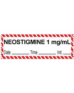 Anesthesia Tape with Date, Time & Initial (Removable) "Neostigmine 1 mg/ml" 1/2" x 500" White with Fluorescent Red - 333 Imprints - 500 Inches per Roll