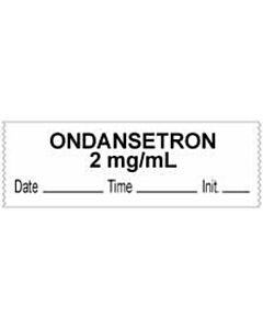Anesthesia Tape with Date, Time & Initial (Removable) "Ondansetron 2 mg/ml" 1/2" x 500" White - 333 Imprints - 500 Inches per Roll