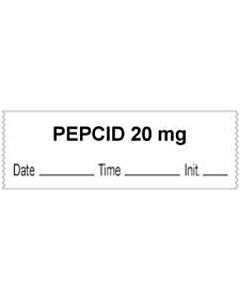 Anesthesia Tape with Date, Time & Initial (Removable) "Pepcid 20 mg" 1/2" x 500" White - 333 Imprints - 500 Inches per Roll