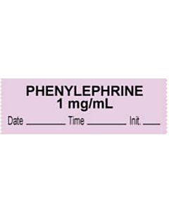 Anesthesia Tape with Date, Time & Initial (Removable) "Phenylephrine 1 mg/ml" 1/2" x 500" Violet - 333 Imprints - 500 Inches per Roll