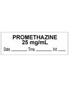 Anesthesia Tape with Date, Time & Initial (Removable) "Promethazine 25 mg/ml" 1/2" x 500" White - 333 Imprints - 500 Inches per Roll