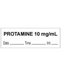 Anesthesia Tape with Date, Time & Initial (Removable) "Protamine 10 mg/ml" 1/2" x 500" White - 333 Imprints - 500 Inches per Roll