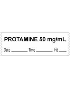 Anesthesia Tape with Date, Time & Initial (Removable) "Protamine 50 mg/ml" 1/2" x 500" White - 333 Imprints - 500 Inches per Roll