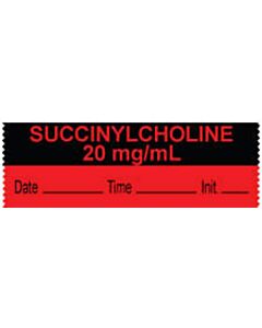 Anesthesia Tape with Date, Time & Initial (Removable) "Succinylcholine 20 mg" 1/2" x 500" Fluorescent Red and Black - 333 Imprints - 500 Inches per Roll