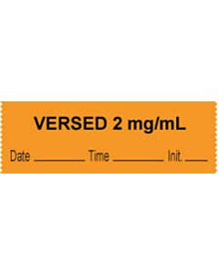 Anesthesia Tape with Date, Time & Initial (Removable) "Versed 2 mg/ml" 1/2" x 500" Orange - 333 Imprints - 500 Inches per Roll