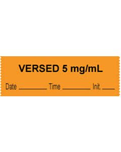 Anesthesia Tape with Date, Time & Initial (Removable) "Versed 5 mg/ml" 1/2" x 500" Orange - 333 Imprints - 500 Inches per Roll