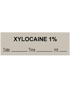 Anesthesia Tape with Date, Time & Initial (Removable) "Xylocaine 1%" 1/2" x 500" Gray - 333 Imprints - 500 Inches per Roll