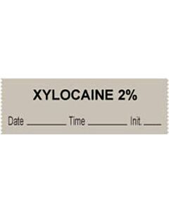 Anesthesia Tape with Date, Time & Initial (Removable) "Xylocaine 2%" 1/2" x 500" Gray - 333 Imprints - 500 Inches per Roll