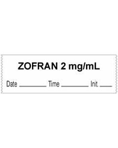 Anesthesia Tape with Date, Time & Initial (Removable) "Zofran 2 mg/ml" 1/2" x 500" White - 333 Imprints - 500 Inches per Roll