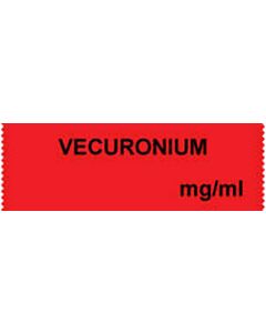 Anesthesia Tape (Removable) Vecuronium mg/ml 1/2" x 500" - 333 Imprints - Fluorescent Red - 500 Inches per Roll
