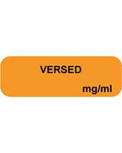 Anesthesia Label (Paper, Permanent) Versed mg/ml 1 1/2" x 1/2" Orange - 1000 per Roll
