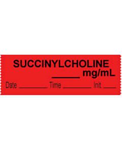 Anesthesia Tape with Date, Time & Initial (Removable) Succinylcholine mg/ml 1/2" x 500" - 333 Imprints - Fluorescent Red - 500 Inches per Roll