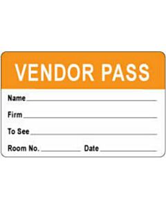 Visitor Pass Label Paper Removable "Representative Pass" 1" Core 2-3/4" x 1-3/4" Orange, 1000 per Roll