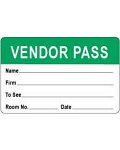 Visitor Pass Label Paper Removable "Representative Pass" 1" Core 2-3/4" x 1-3/4" Light Green, 1000 per Roll