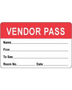 Visitor Pass Label Paper Removable "Representative Pass" 1" Core 2-3/4" x 1-3/4" Red, 1000 per Roll