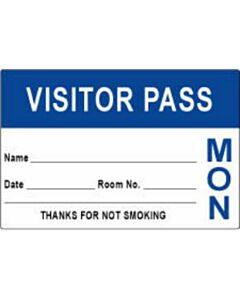 Visitor Pass Label Paper Removable "Visitor Pass Name" 3" x 2" Dark Blue, 1000 per Roll