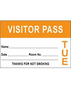 Visitor Pass Label Paper Removable "Visitor Pass Name" 3" x 2" Orange, 1000 per Roll