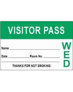 Visitor Pass Label Paper Removable "Visitor Pass Name" 3" x 2" Light Green, 1000 per Roll