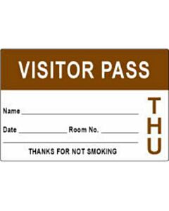 Visitor Pass Label Paper Permanent "Visitor Pass Name" 3" x 2" Brown, 1000 per Roll