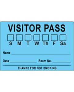 Visitor Pass Label Paper Removable "Visitor Pass S M T" 3" Core 3" x 2" Blue, 1000 per Roll