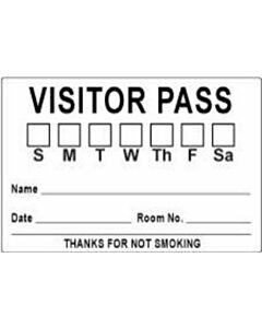 Visitor Pass Label Paper Removable "Visitor Pass S M T" 3" Core 3" x 2" White, 1000 per Roll