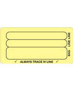 IV Label Piggyback Paper Permanent Always Trace IV Line 3" Core 1 1/2"x3 Light Yellow 1000 per Roll