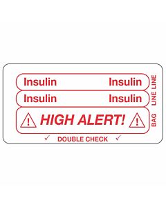 IV Label Piggyback Paper Permanent Insulin 3" Core 1 1/2"x3 White 1000 per Roll