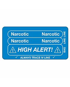 IV Label Piggyback Paper Permanent Narcotic Narcotic 3" Core 1 1/2"x3 Blue 1000 per Roll