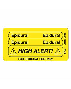 IV Label Piggyback Paper Permanent Epidural Epidural 3" Core 1 1/2"x3 Yellow 1000 per Roll