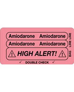 IV Label Piggyback Paper Permanent Amiodarone 3" Core 1 1/2"x3 Pink 1000 per Roll