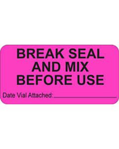 Communication Label (Paper, Permanent) Break Seal and Mix 2" x 1" Fluorescent Pink - 1000 per Roll