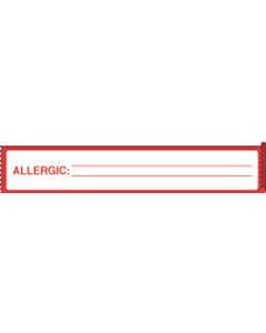 Tape Removable "Allergic:", 1" Core 1" X 500" Imprints White with Red, 500 Inches per Roll