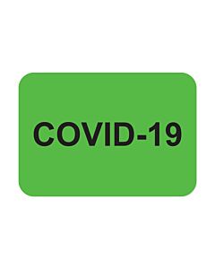 Covid-19 Label Paper Permanent, 1" Core, 1-7/16"x1" Fluorescent Green, 666 per Roll