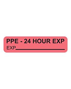PPE 24 Hour Expiration Label Paper Permanent, 1" Core, 1-1/4" x 5/16" Fluorescent Red, 760 per Roll