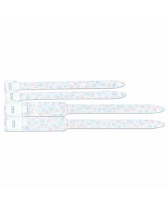 Soft-Lock® Insert Wristband Vinyl 4pt Mother, Father, Baby Set, Adhesive Closure 2-3/4" L x 7/8" H (Adult) 2-5/8" L x 3/8" H (Infant) White with Snuggy Bears, 400 per Box