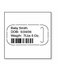 Precision® Thermal Wristband Tag 5/8" x 1-1/8", 1-1/2" Core Infant White, 1000 per Box