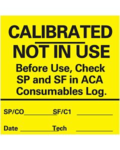 Lab Communication Label (Paper, Permanent) Calibrated Not In 2"x2 Yellow - 1000 per Roll
