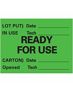 Lab Communication Label (Paper, Permanent) Lot Put Date In 2"x1 1/2" Green - 1000 per Roll