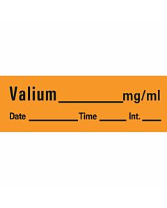 Anesthesia Tape with Date, Time & Initial (Removable) Valium mg/ml Date 1/2" x 500" - 333 Imprints - Orange - 500 Inches per Roll