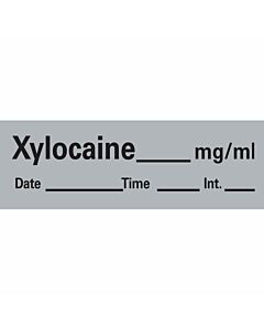 Anesthesia Tape with Date, Time & Initial (Removable) Xylocaine mg/ml 1/2" x 500" - 333 Imprints - Gray - 500 Inches per Roll