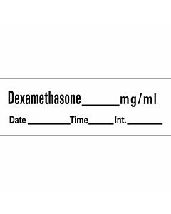 Anesthesia Tape with Date, Time & Initial (Removable) Dexamethasone mg/ml 1/2" x 500" - 333 Imprints - White - 500 Inches per Roll